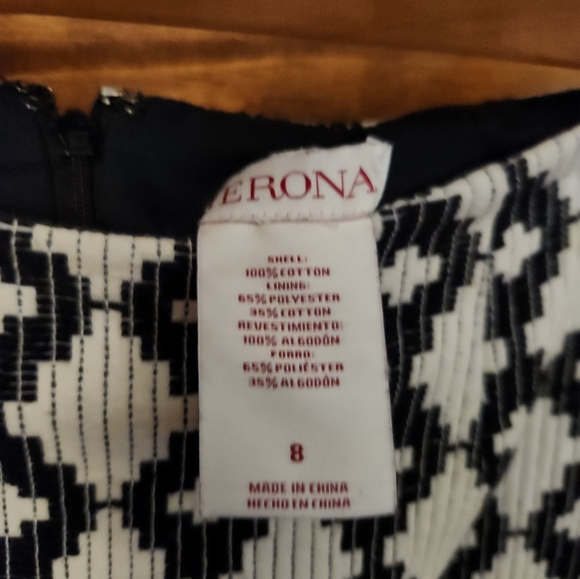 Merona Black and White Abstract Printed Cotton Pencil Skirt with Fringe Trim - Picture 3 of 3